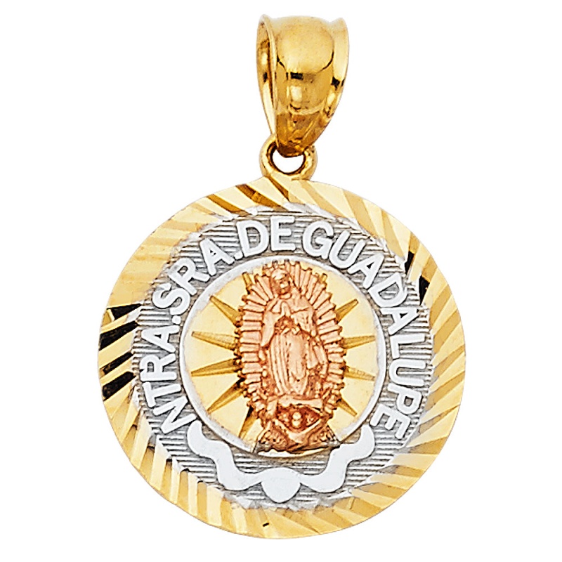 14K Gold Religious Guadalupe Charm Pendant