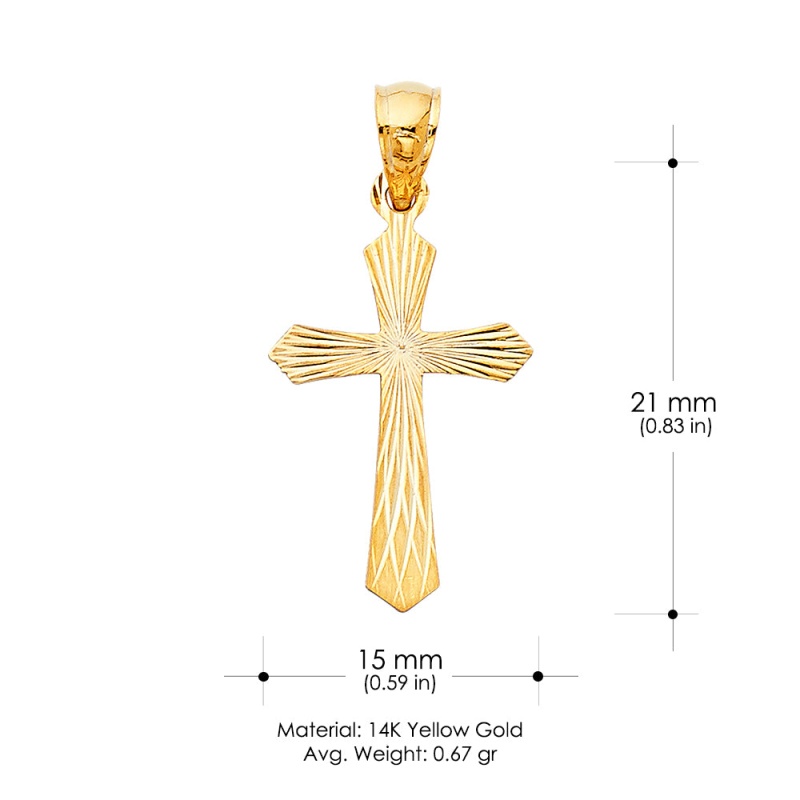 14K Gold Cross Stamp Charm Pendant With 1.8Mm Singapore Chain Necklace