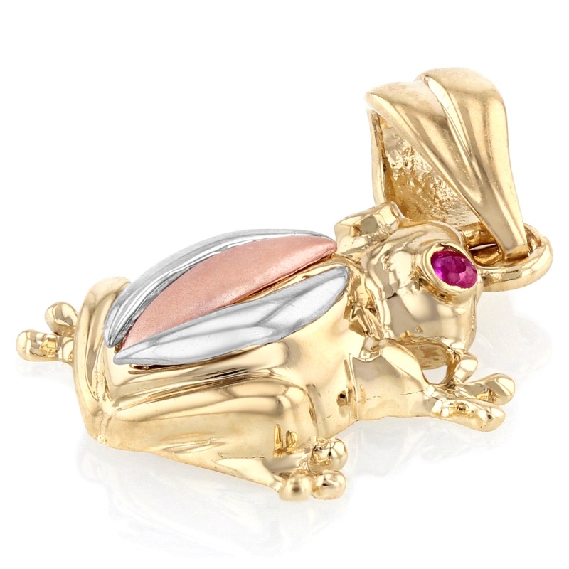 14K Gold Frog Charm Pendant With 1.2Mm Singapore Chain Necklace
