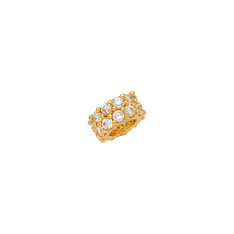 14K Yellow Cz Two Row Tiny Charm Pendant