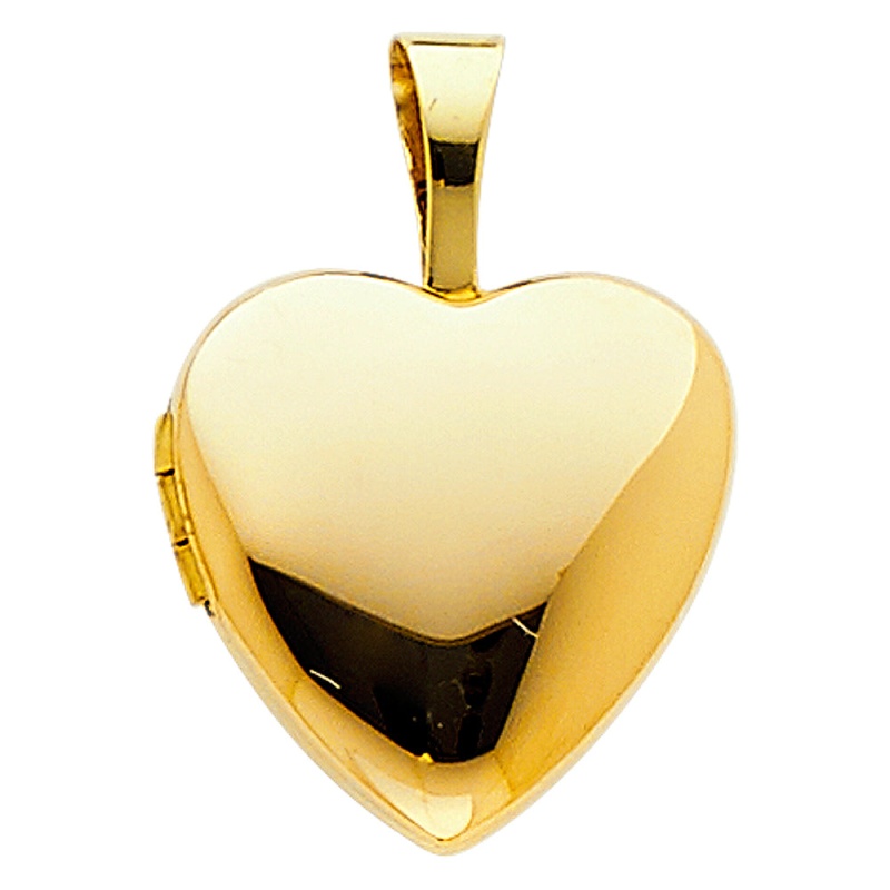 14K Gold Heart Locket Charm Pendant