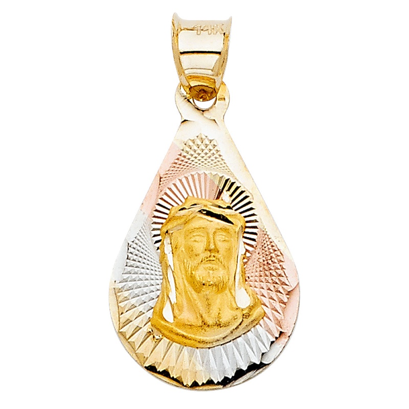 14K Gold Religious Jesus Stamp Charm Pendant