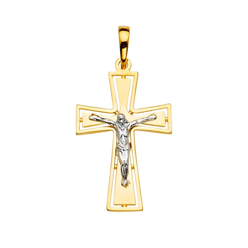 14K Gold Crucifix Cross Religious Pendant