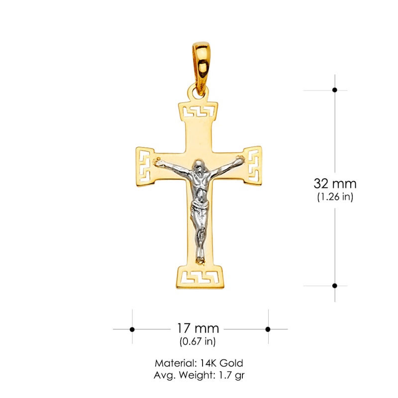 14K Gold Crucifix Cross Religious Pendant