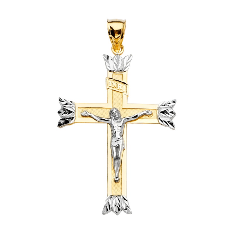 14K Gold Crucifix Cross Religious Pendant