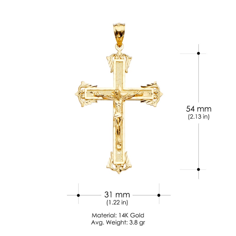 14K Gold Crucifix Cross Religious Pendant