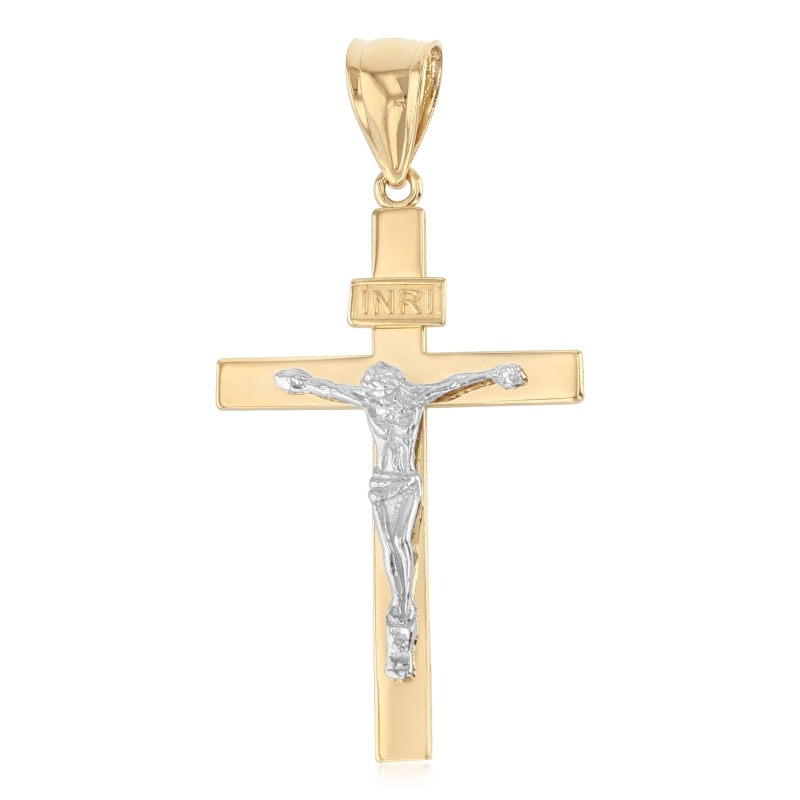 14K Gold Crucifix Cross Religious Pendant