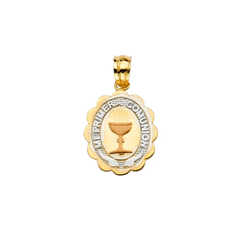 14K Gold Primera Communion Religious Pendant