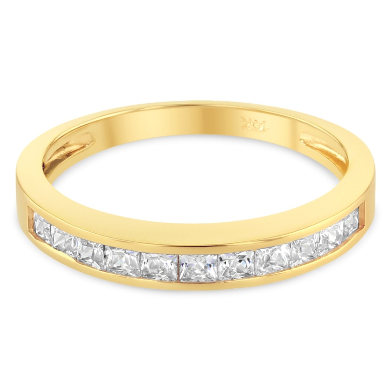 14K Solid Gold 2Mm Cz Wedding Band