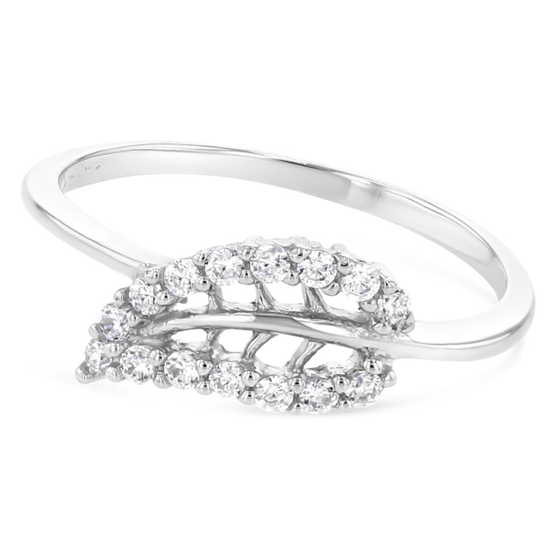 14K Gold Fancy Leaf Cz Ring