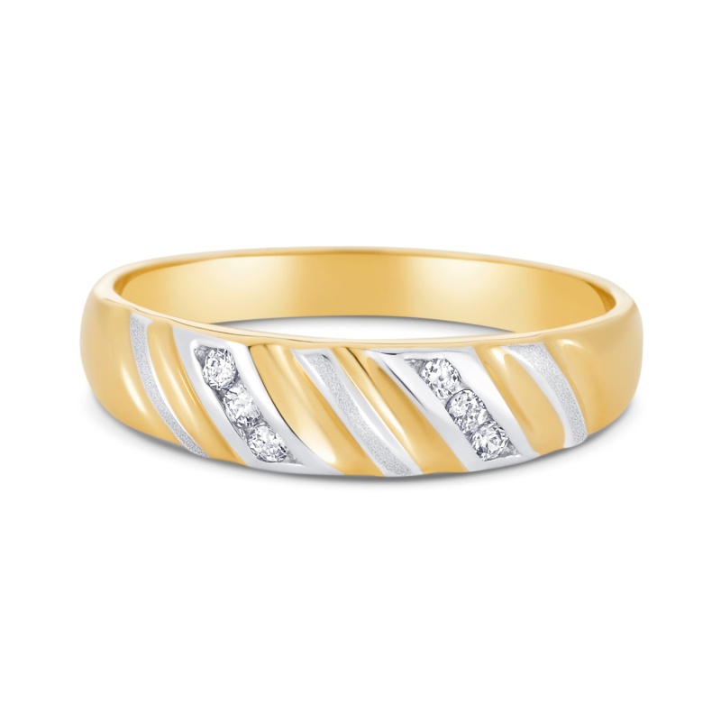 14K Solid Gold Cz Ring Men's Band