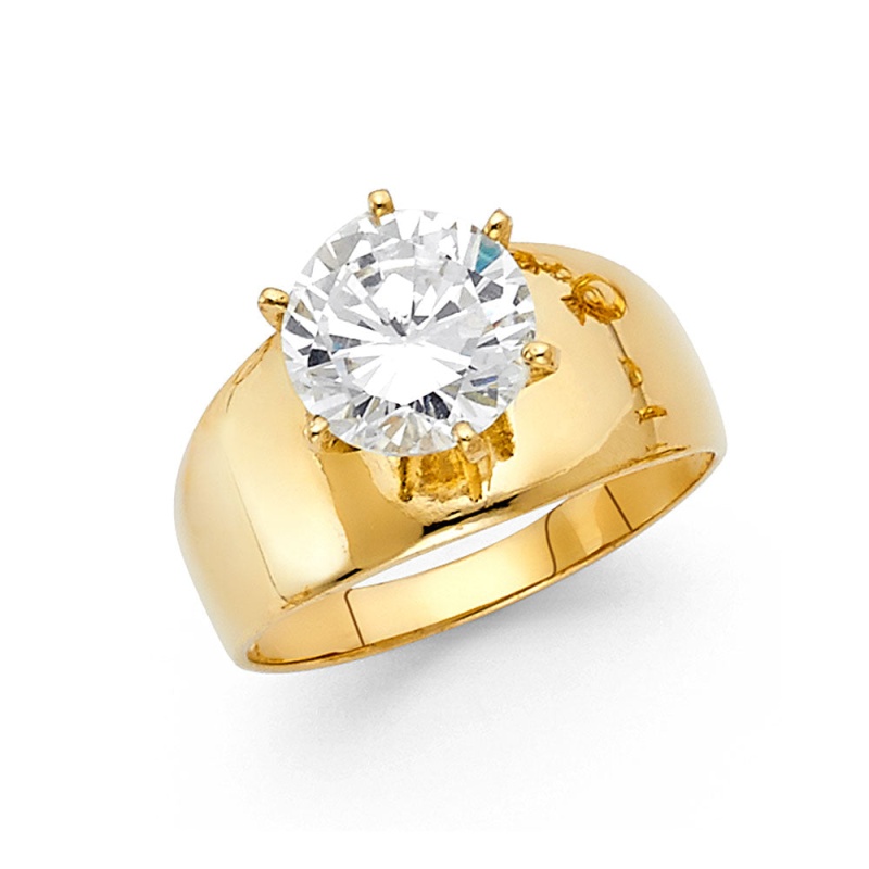 14K Solid Gold Round Cut Cz Solitaire Women's Engagement Wedding Ring