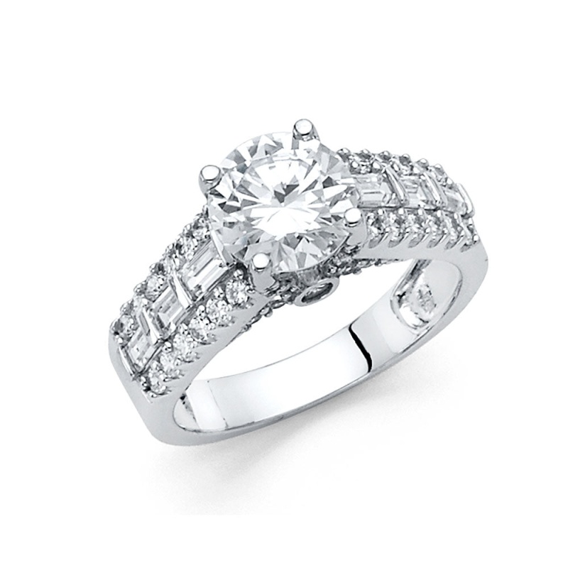 14K Solid Gold Round Cut Cz Solitaire Women's Engagement Wedding Ring