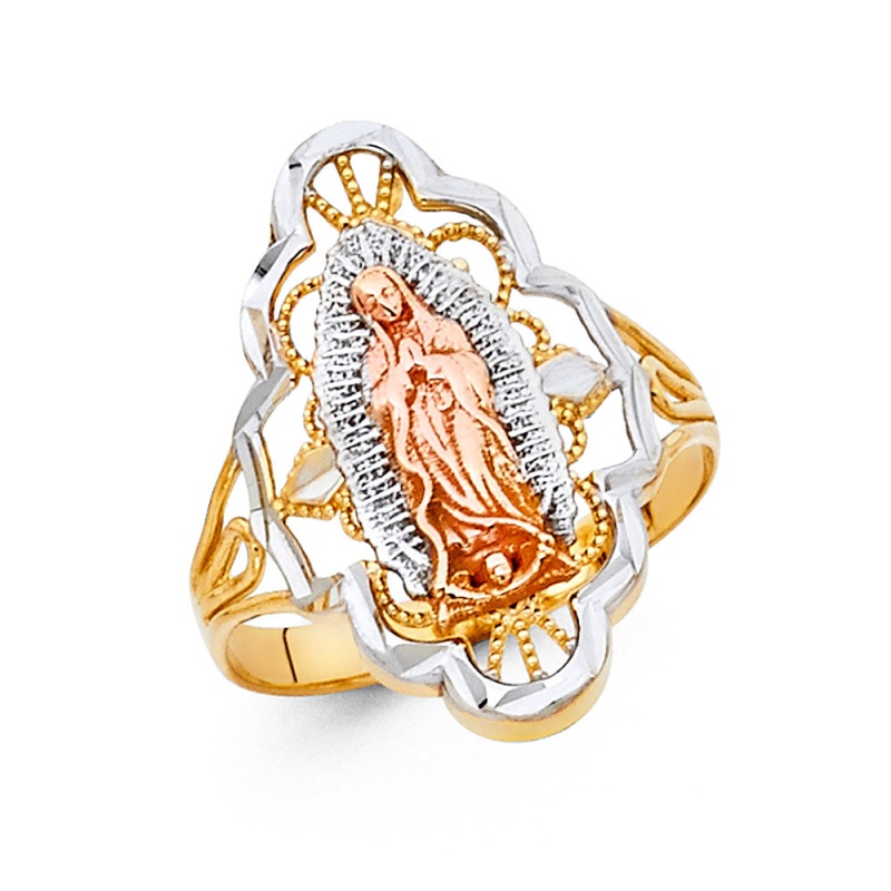 14K Solid Gold Guadalupe Religious Ring