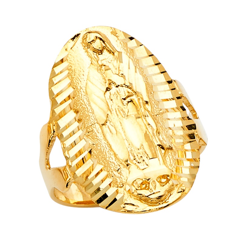 14K Solid Gold Guadalupe Religious Ring - 4