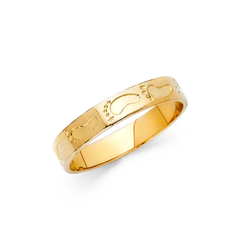 14K Solid Gold Small Foot Print Ring