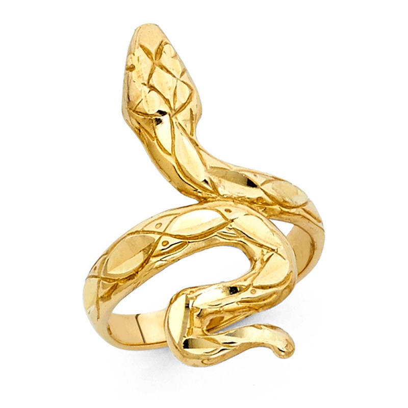 14K Solid Gold Fancy Snake Ring