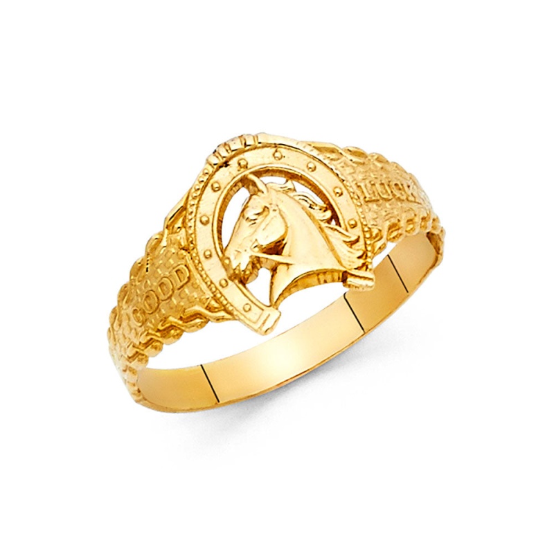 14K Solid Gold Lucky Horseshoe Ring