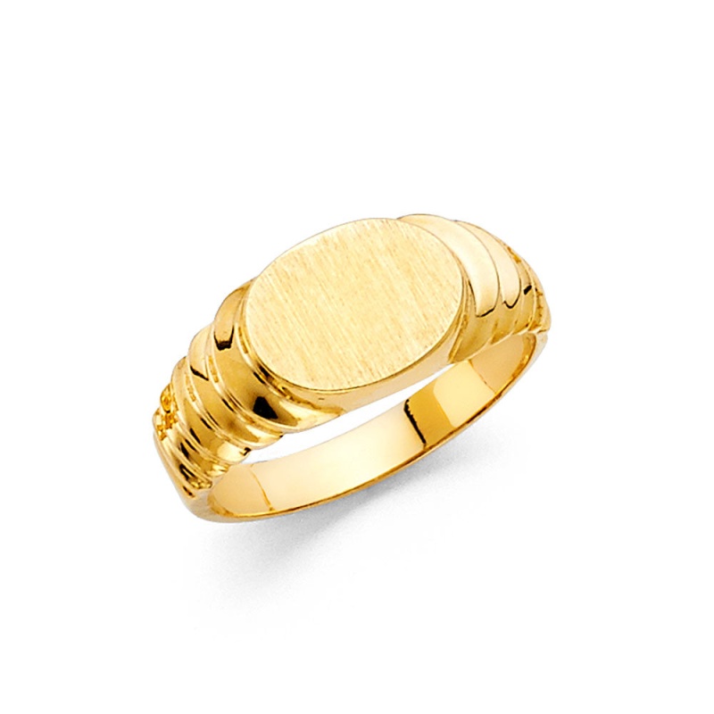 14K Solid Gold Round Scaled Ring