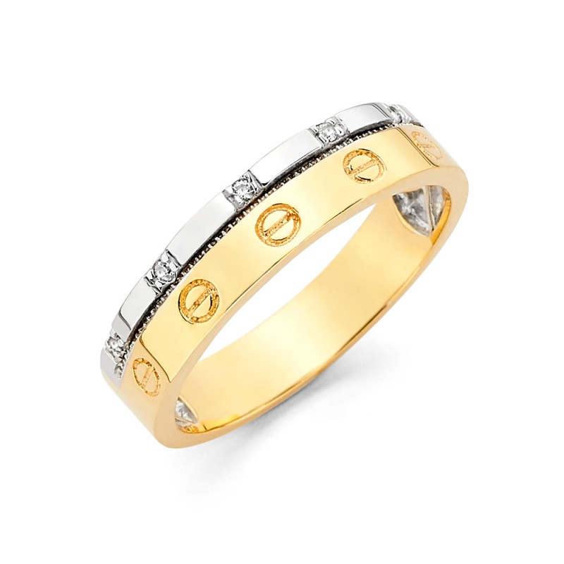 14K Solid Gold Cz Women's Wedding Band