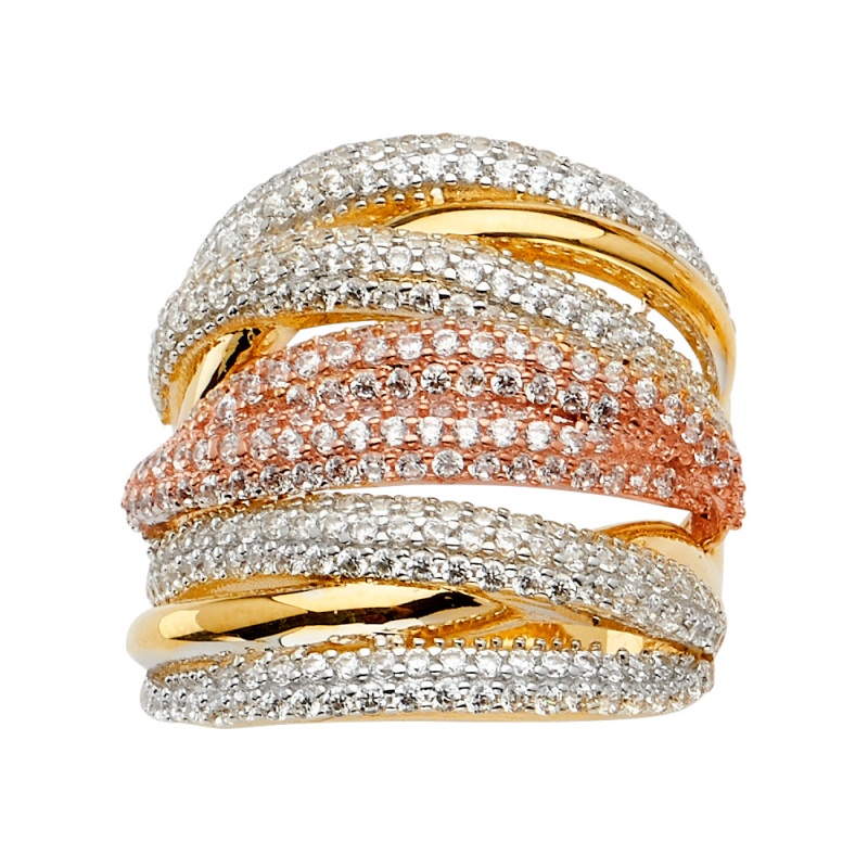 14K Solid Gold Cz Fancy Vintage Women's Ring