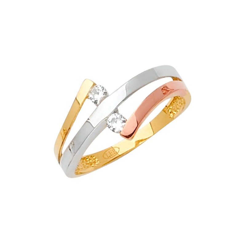 14K Solid Gold Cz Fancy Stylish Women's Ring