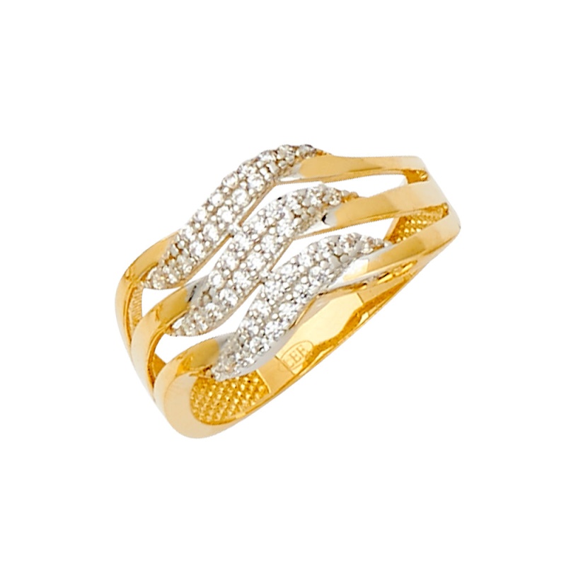 14K Solid Gold Cz Fancy Stylish Women's Ring