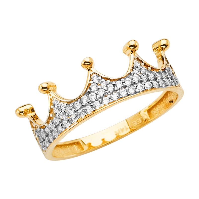 14K Solid Gold Princess Crown Or Tiara Ring For Girls