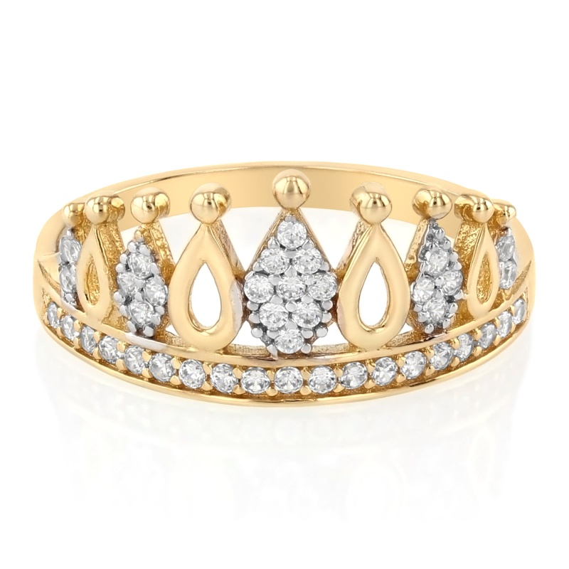 14K Solid Gold Princess Crown Or Tiara Ring For Girls