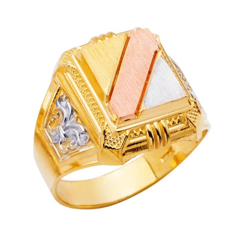 14K Solid Gold Cz Men's Fashion Anniversary Ring