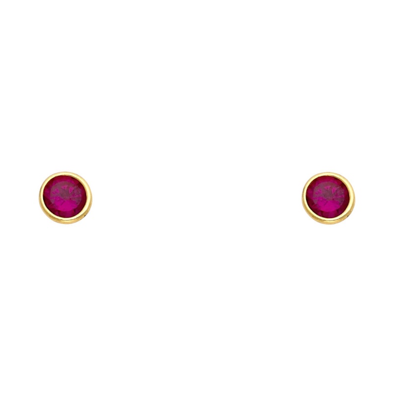 14K Gold Birthstone Cz Stud Earrings (5Mm)
