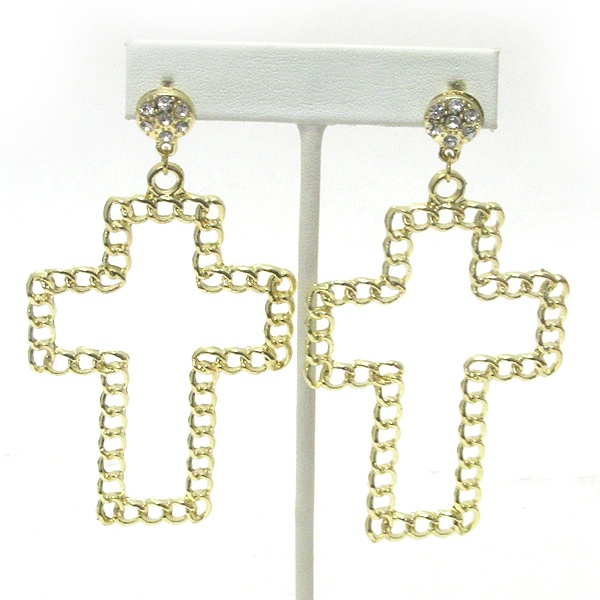 Chain Cross Drop Earring