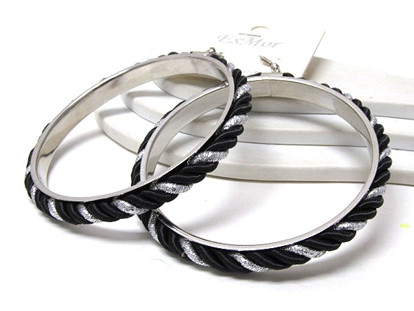 Twisted Fashion Rope On Metal Hoop Earring - Hoops