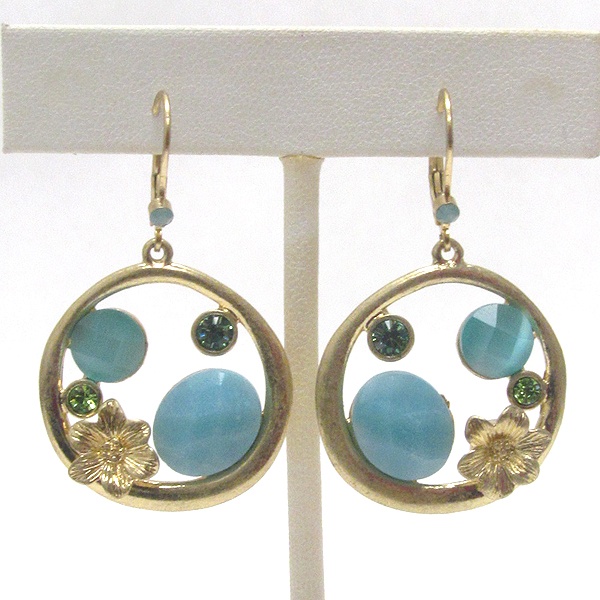 Vintage Style Crystal And Facet Acrylic Stone Deco Hoop Drop Earring