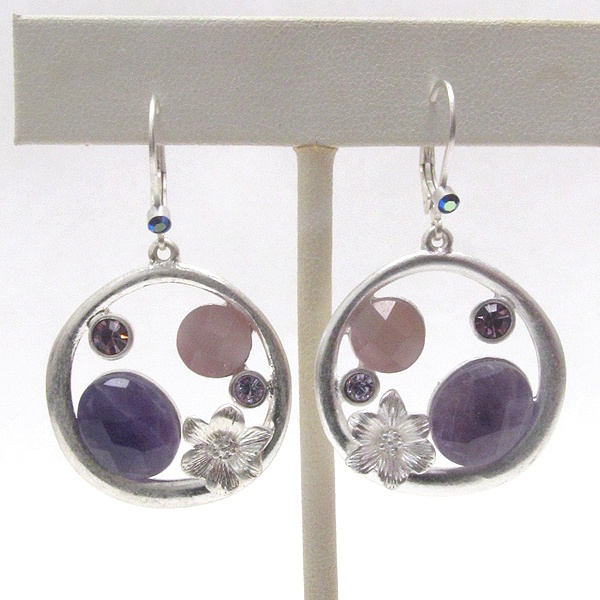 Vintage Style Crystal And Facet Acrylic Stone Deco Hoop Drop Earring