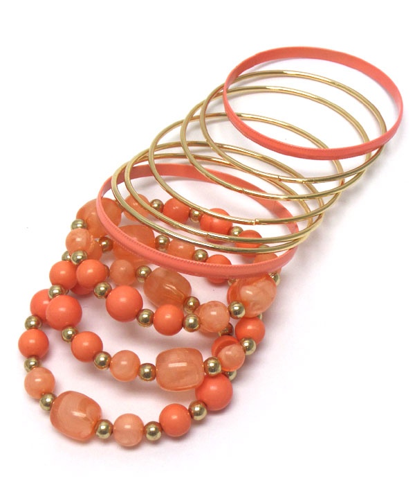 Acrylic Stretch And Metal Bangle Set