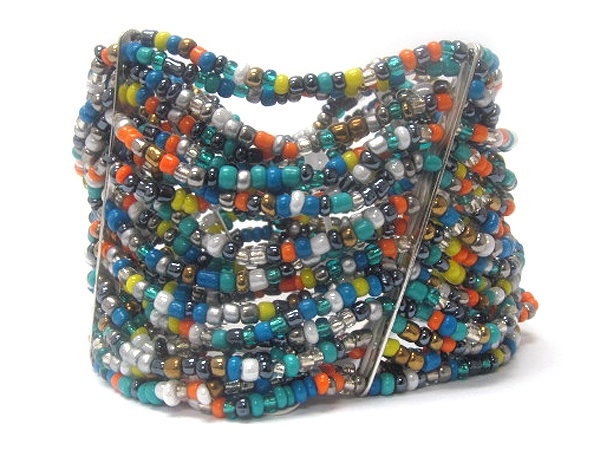 Ethnic Multi Row Seed Bead Stretch Bracelet