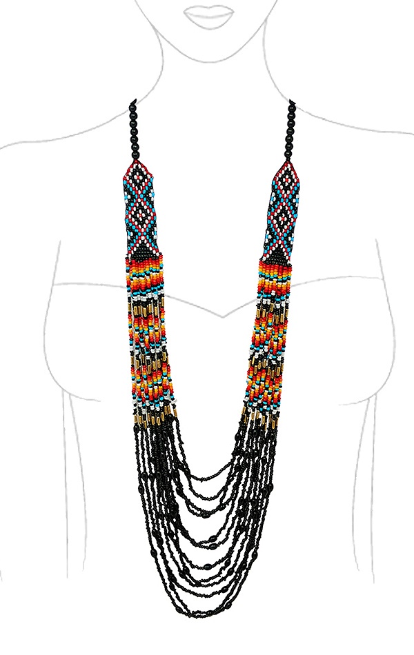 Handmade Multi Seedbead Chunky Long Necklace