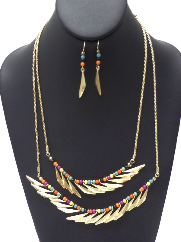 Double Layer Tribal Style Necklace Earring Set