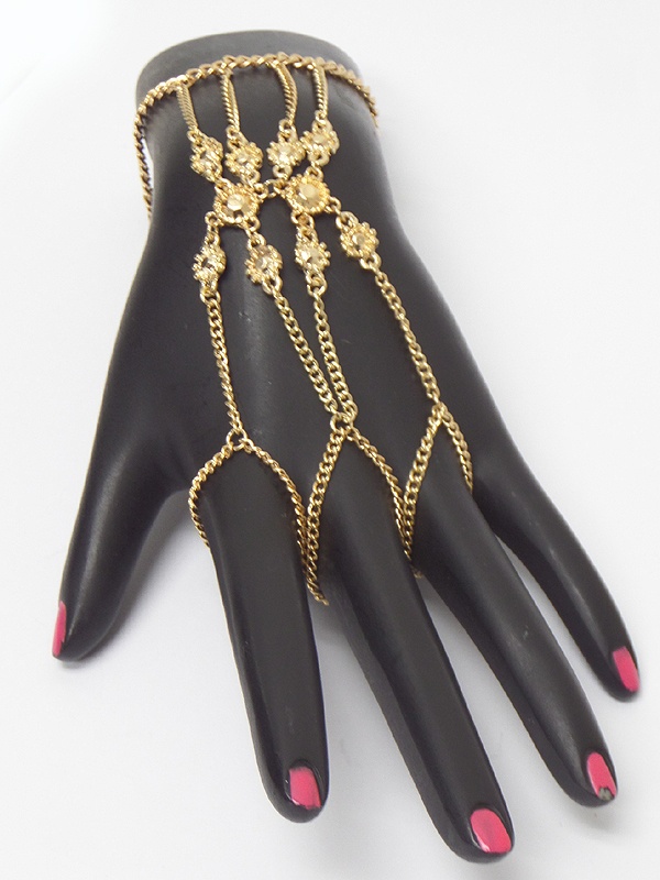 Four Layer Linked Flowers Bracelet Ring Set