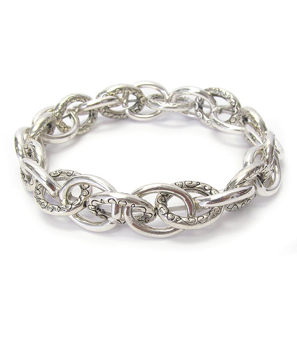 Designer Textured Metal Chain Stretch Bracelet