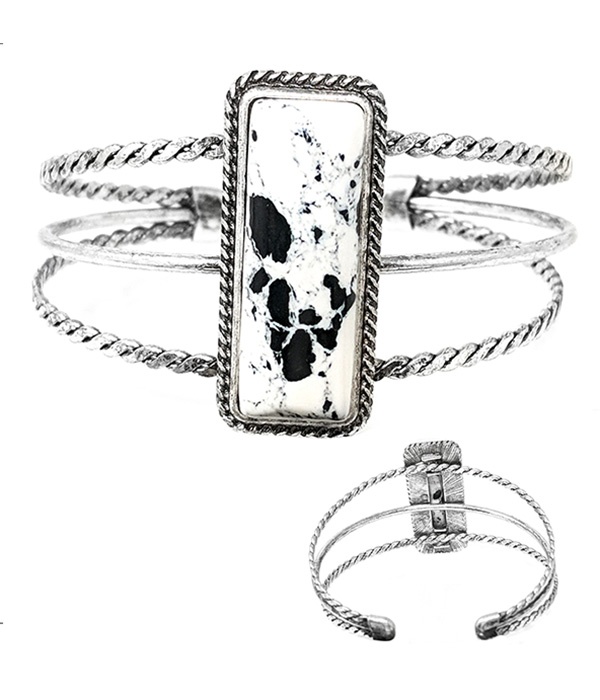 Semi Precious Stone Multi Wire Bangle Bracelet