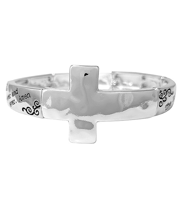 Religious Inspired Message Cross Stretch Bracelet - The Lord Prayer