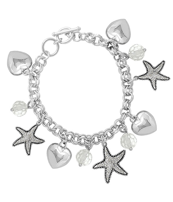 Sealife Theme Multi Charm Toggle Bracelet - Starfish