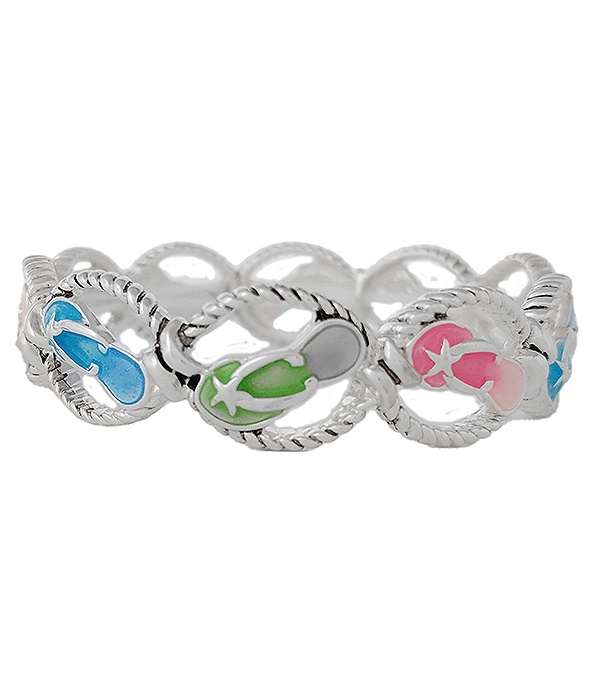 Sealife Theme Rope Textured Stretch Bracelet - Flipflop