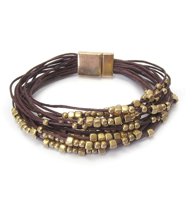 Multi Cord And Metal Bead Magnetic Bracelet