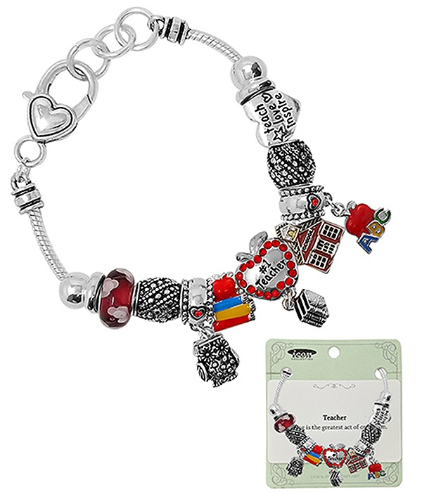 Euro Style Multi Bead And Charm Bracelet - Teacher