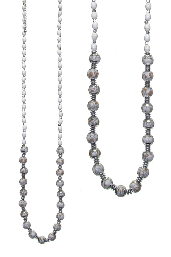 Multi Semi Precious Stone Long Necklace