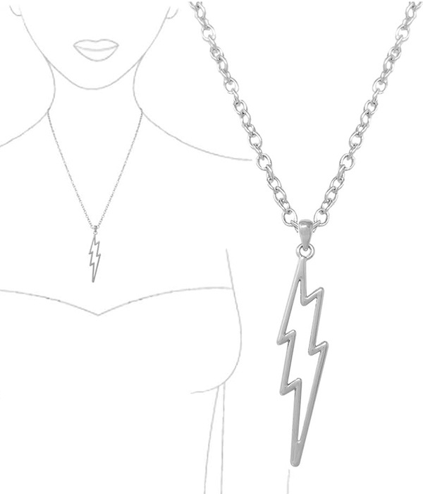 Metal Wire Art Pendant Necklace - Lightning