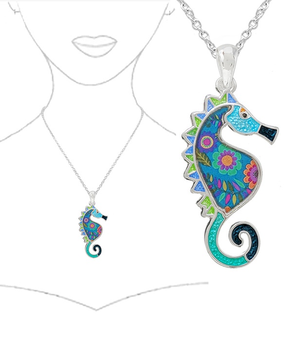 Paint Art Seahorse Necklace